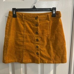 Forever 21 Mustard Corduroy Button-Front Skirt Size Medium